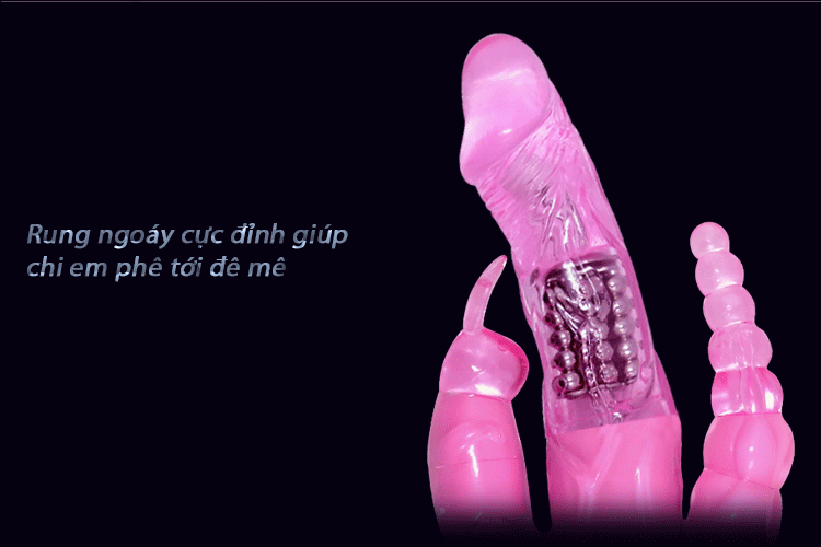 DV11A Dương vật giả xoay ngoáy với 2 nhánh rung âm đạo hậu môn
