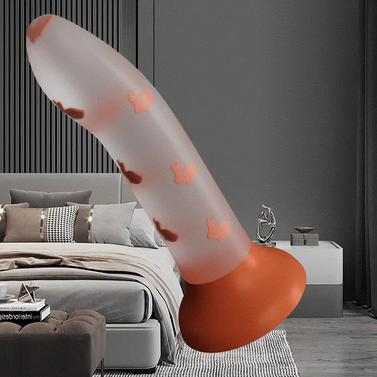 Dương vật gắn tường cao cấp phát sáng trong đêm cho nữ thủ dâm tự sướng DV33D PRETTY LOVE, silicon mềm, đế hít mạnh, lõi thỏ dạ quang, chống nước.
