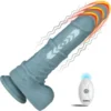 Dương vật giả khủng siêu mềm rung thụt sướng điên đảoDV56E silicone 2 lớp, rung thụt 3 chế độ, điều khiển từ xa, sạc USB, màu xanh